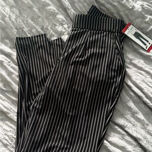 Hilary Radley Black and White Striped Trousers